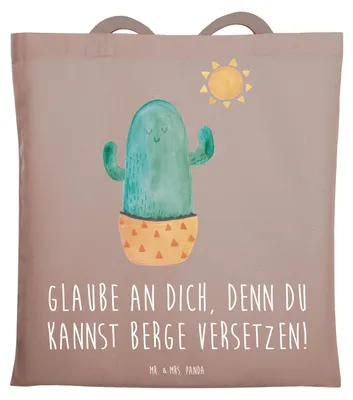Produktbild von Mr. & Mrs. Panda Tote Bag Selbstvertrauen stärken - Braun Pastell - Geschenk, Stoffbeutel, Tasche, Jutebeutel, Laptoptasche, Zuversicht, Ermutigung, Schultasche, Trost