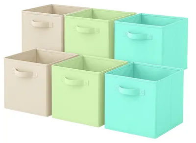 Image de Boîtes de rangement, lot de 6 cubes de rangement pliables en tissu