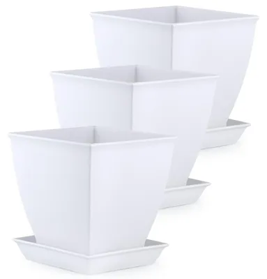 Immagine prodotto di Elzusha - Set di 3 vasi per piante, diametro 17 cm - Adatti per interni ed esterni
