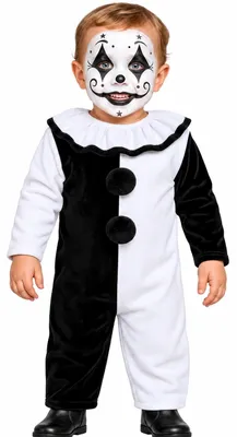 Produktbild von Halloween Babykostüm "Terror Clown" für Kinder | Schwarz Weiß Größe: 18 - 24 Monate (88 cm)