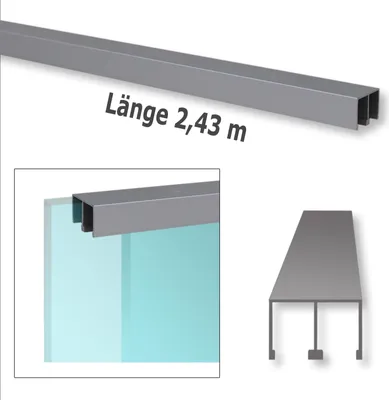 Produktbild von Schiene Führungsschiene Doppelführung Aluminium Vitrinentür Schiebetür Glasschiebetür Möbeltüren 2,43 m lang