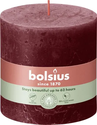 Produktbild von Bolsius Rustik Shine, Zylinder, Rot, 62 h, 1 Stück(e)