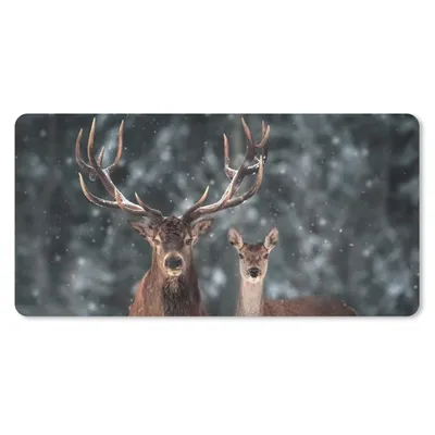 Produktbild von MuchoWow® Mauspad Mousepad Hirsche - Tiere - Winter - Geweih - Schnee - Natur 60x30 cm - Mousepads - Maus Mat - Pad - Mausunterlage - Nachhaltig