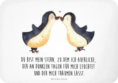 Produktbild von Mr. & Mrs. Panda Kühlschrankmagnet Pinguin Liebe - Weiß - Geschenk, holzmagnet, Freundin, tafelmagnet, Liebesspruch, magnet, Pinnwandmagnet, Vertraut, Hochzeitstag