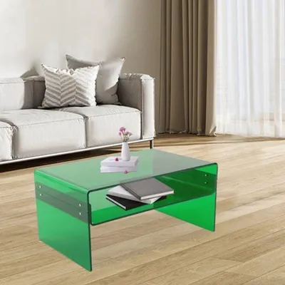 Obrázek produktu pro Průhledný akrylový konferenční stolek - dvoustupňový design - rozměry 82x54x46 cm - moderní stolek do obývacího pokoje
