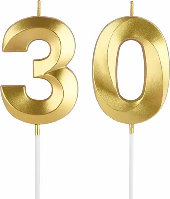 Zdjęcie produktu dla Świeczki urodzinowe, 5 cm, złote; świeczki urodzinowe w kształcie cyfr "30"; dekoracja do tortu; dekoracja na rocznicę ślubu; dekoracja na przyjęcie urodzinowe