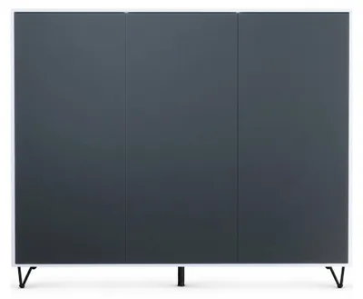 Produktbild von InnoFurn Highboard Elisa M2, 3 Türen, Push-to-Open, Weiß matt/Anthrazit matt, 152,5 x 125,5 x 37 cm