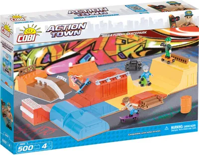 Obrázok produktu pre COBI Action Town Mega Funny Skatepark, skater, skatepark, skateboard, hračka, stavebnica, plast, 500 dielov, 1881