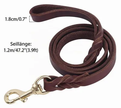 Produktbild von Hundeleine Leder Fettleder 1,2m - 2,6m 1,2/1,8cm Breit mit robustem Verschluss