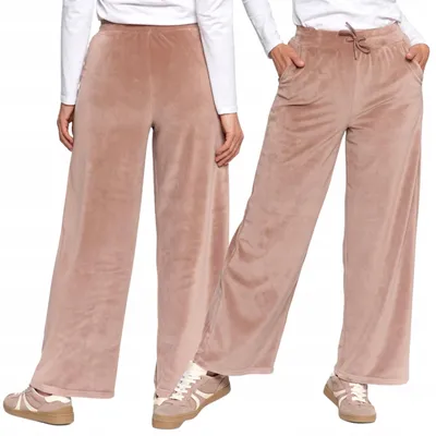 Produktbild von Damen-Samt-Palazzo-Hose mit hohem Bund, weich, MORAJ 3XL, Mokka