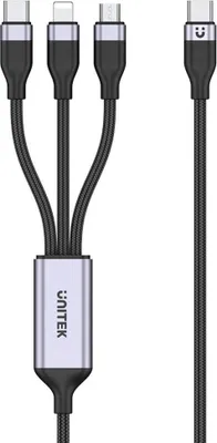 Obrázek produktu pro UNITEK 3-in-1 USB-C to, 1,5 m, USB C, USB C/Micro-USB B/Lightning, USB 2.0, 0,48 Gbit/s, Černá