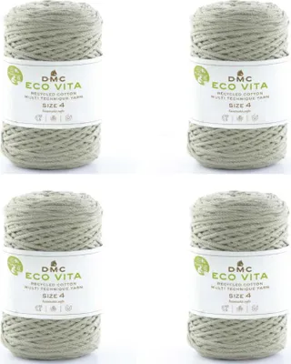 Image de 4 pelotes de DMC Eco Vita-4 - fil de coton recyclé épais (4 mm) composé à 80 % de coton et à 20 % de polyester (couleur 8)