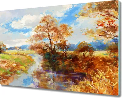 Produktbild von Coloray Schneidebrett Herdabdeckplatte 80x52 cm Kochplattenabdeckung Hackbrett Küchenbrett - Baum Fluss Himmel