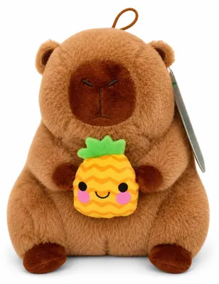 Produktbild von Capybara Kuscheltier 20 cm mit Frucht Ananas Anhänger weich Plüschtier Kinder Deko Geschenk