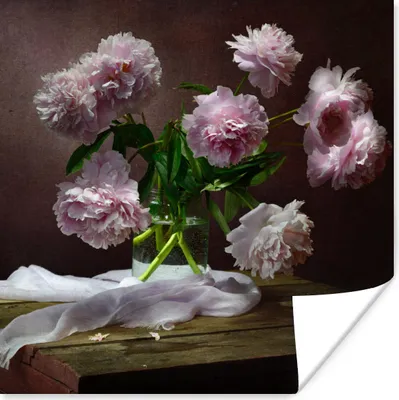 Produktbild von MuchoWow® Poster Pfingstrosen - Stilleben - Blumen 75x75 cm - Wand Dekoration