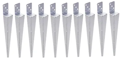 Produktbild von Set Pfostenträger 60x600 mm Einschlaghülse L-Form feuerverzinkt Bodenhülse 10 Stück