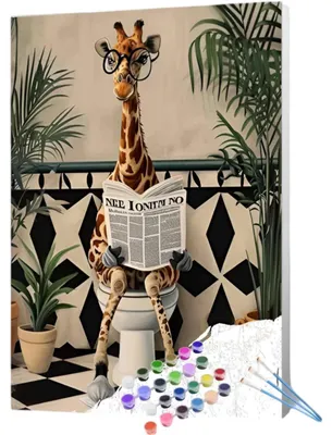 Produktbild von Malen nach Zahlen DIY Handarbeit Acrylfarben Giraffe 40 x 30 cm