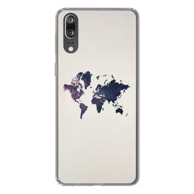 Produktbild von MuchoWow® Handyhülle Schutzhülle Hülle für Huawei P20 Weltkarte - Licht - Rot Silikon Softcase Handy Hülle - Hardcover