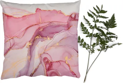Produktbild von MuchoWow® Zierkissen Sofakissen Wohnzimmer Dekokissen 40x40 cm Gold - Marmor - Rosa - Foto Kissen - Schlafzimmer Dekoration