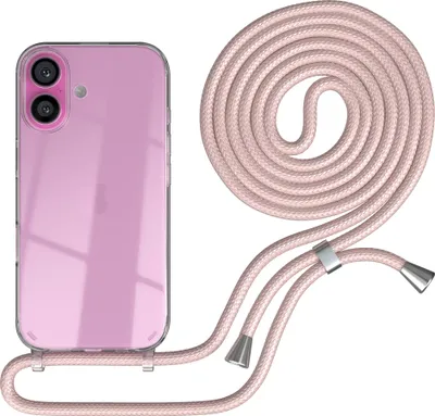 Produktbild von EAZY CASE Handykette mit Hülle für Apple iPhone 16 Backcover Handykette, zum Umhängen in Gold