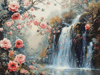 Productafbeelding van Luca-S Gobelin Stickpackung "Kristalliner Wasserfall", Zählmuster, 26,5x20cm