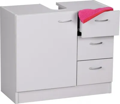 Produktbild von Bad Waschbecken Unterschrank 54 x 63 x 30 cm 1 Tür, 3 Schubladen, weiß