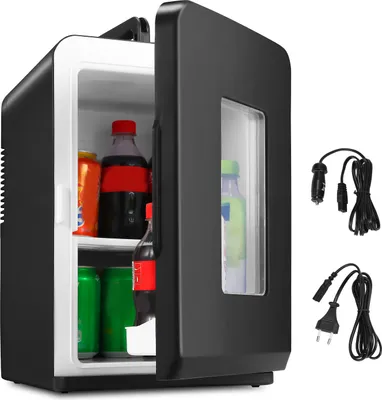Obrázok produktu pre Peviasot 15 l mini chladnička a chladiaca taška 2 v 1 s funkciou chladenia a ohrevu, prenosná, napájanie AC/DC 220–240 V/12 V, minibar, taška na udržiavanie teploty, mini chladnička, termotaška, do auta, do kancelárie, na kempovanie