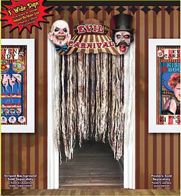 Produktbild von Türvorhang Horror Zirkus - 120 cm breit - Gruselige Halloween Deko für Türen & Eingänge