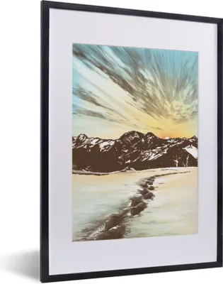 Produktbild von MuchoWow® MuchoWow® Gerahmtes Poster Berg - Strand - Meer 30x40 cm - Poster mit zchwarzem Bilderrahmen - Wandposter Schlafzimmer