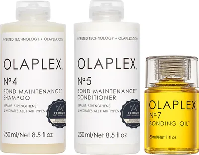 Produktbild von Olaplex | Haarpflege-Set - No.4 Shampoo 250ml + No.5 Conditioner 250ml + No.7 Öl 30ml - repariert und nährt