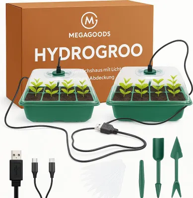Image de Boîte de culture avec lumière LED pour plantes 6 cellules ventilées germination forte DE.