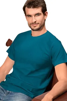 Obrázok produktu pre Bavlnené uni tričko, vysoká gramáž, 100% bavlna, bez potlače, jednofarebné, 200g/m2, farba petrol blue, veľkosť 2XL