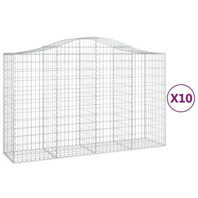Produktbild von vidaXL Gabionen mit Hochbogen 10Stk. 200x50x120/140cm Verzinktes Eisen