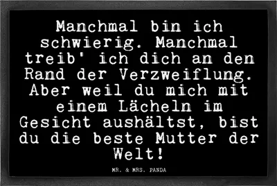 Produktbild von Mr. & Mrs. Panda Schmutzmatte Manchmal bin ich schwierig.... 40 x 60 cm - Schwarz - Geschenk, Sprüche, Fussmatte, fußmatte, Schmutzfangmatte, Muttertag, Schuhabstreifer