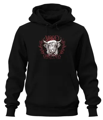 Obrázok produktu pre Mooey Christmas Cow Cow Lover - Christmas Xmas Christmas Uni mikina s kapucňou, čierna, XL