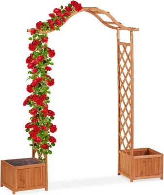 Image de Arche à rosiers en bois avec 2 jardinières