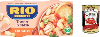 Produktbild von 6x Rio Mare tonno e fagioli fertiggerichte Thunfisch Bohnen 2x160g Instant food + Italian Gourmet polpa 400g