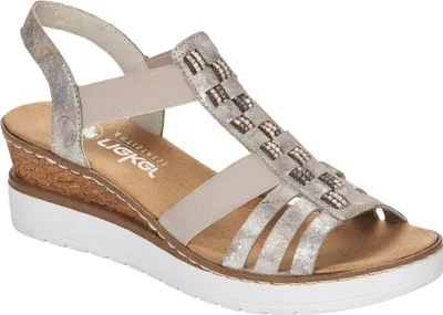 Produktbild von Rieker Sandalen in klassischem Stil, Beige, mit offener Ferse und runder Spitze