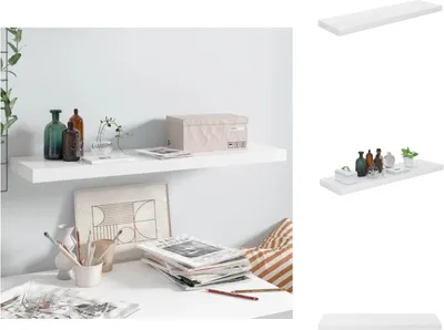 Image de vidaXL Étagère suspendue blanc brillant 90x23,5x3,8 cm MDF - Étagères murales
