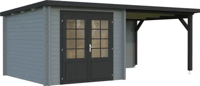 Produktbild von Gartenhaus Palmako Ella 6,9+8,2 m² 554 x 340 cm hellgrau-anthrazit