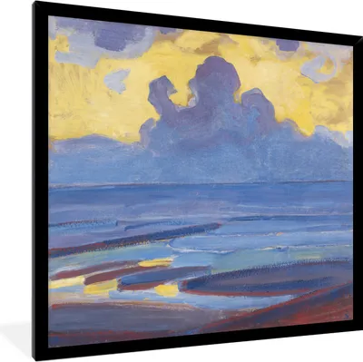 Produktbild von MuchoWow® MuchoWow® Gerahmtes Poster Am Meer - Piet Mondrian 80x60 cm - Poster mit zchwarzem Bilderrahmen - Schwarzem - Mit Gestell