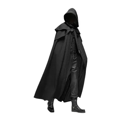Zdjęcie produktu dla Peleryna na Halloween, uniseks, dla mężczyzn i kobiet. Jednolita, długa peleryna. Idealna do odgrywania ról, cosplayu, kostiumów. Odzież wierzchnia, styl średniowieczny, gotycki