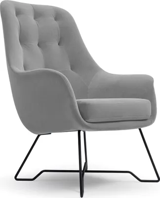 Produktbild von Masseno Polstersessel SEDUTA, Modern Loungesessel ergonomisch, Velours-Stoff Hellgrau