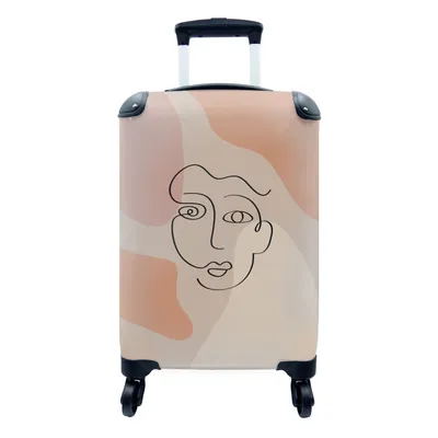 Produktbild von MuchoWow® Koffer Handgepäck Trolley Rollkoffer Kleine Reisekoffer mit 4 Rollen - Pastell - Gesicht - Flecken - Cabin Size < 55x40x23 cm & 55x40x20 cm - Fotokoffer - Kabinenkoffer - Boardgepäck - Reise-Box - Reisekoffer - Reisegepäck - Koffer mit Bild - Trolley für Kinder