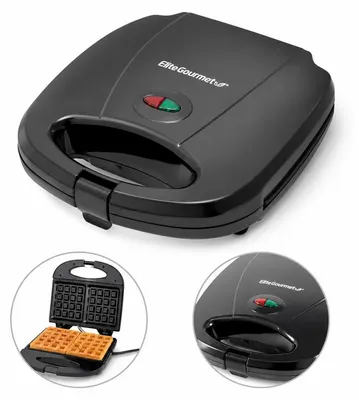 Produktbild von 3-in-1 Frühstücksmaschine 850W Schwarz, Waffeleisen mit Wechselplatten für Sandwich, Donut & Waffeln, Antihaft, Kompakt 24×23×9,5 cm