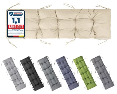 Image de Coussin de banc Garronda, 180x50 cm, environ 10 cm d'épaisseur, pour l'extérieur, idéal pour bancs de jardin et balançoires Hollywood. Coussin d'assise imperméable et résistant aux UV, avec attaches, de couleur cappuccino (référence GD-0219)