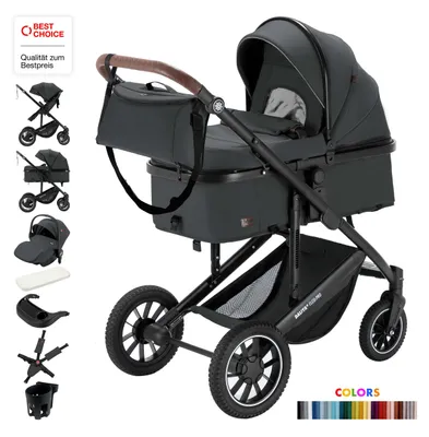 Produktbild von Daliya® FLEXI-PRO M 3in1 Kinderwagen & Buggy mit i-Size Babyschale, Memory-Knöpfe, Kinderwagen mit Auto-Babyschale, Leicht, Großer Einkaufskorb