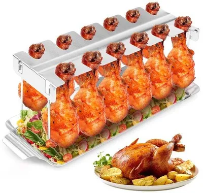 Produktbild von Kippenpoothouder mit Aufnahmeschale - Grillrek aus Metall