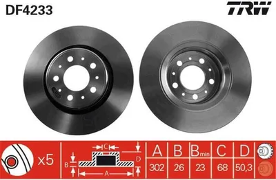Produktbild von 2x TRW Bremsscheibe DF4233 für VOLVO V70 I (875 876) 850 Kombi (855) S70 (874)