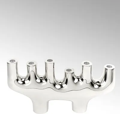 Produktbild von Lambert Jackson Kerzenhalter Aluminium Nickel glänzend H 25 cm, L 46 cm 40940